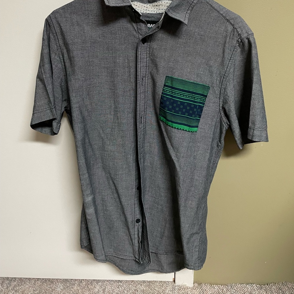 hawk button up shirt, Grey